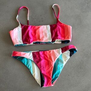 Billabong Pink and Red Striped Bikini